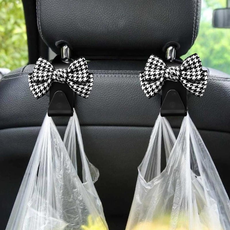 Mandark 2PCS Car Seat Headrest Hooks, Cute Bow Vehicle Hooks for Purses and Bags, Automotive Purse Hook Hanger Interior Decoration Accessories, Universal for SUV, Sedan, Truck (Black/Small) - Image 4